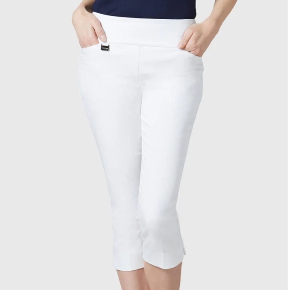 Lisette L Montreal Essentials Capri Jupiter Cotton Stretch Crop White Pant Sz 10